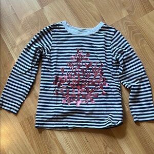 Striped Kids Shirt Navy and Gray with Pink Design size 5